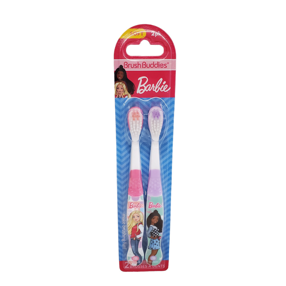 Childrens Barbie Toothbrushes BrushBuddies 2 Pack Barbie Soft Toothbrush